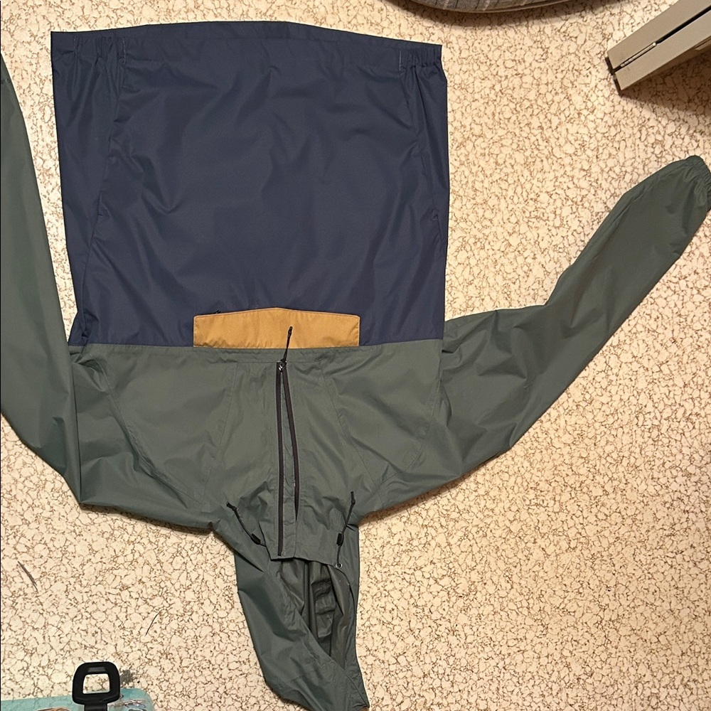 Colorblock Two-Tone Hooded Rain Jacket/ Wind Breaker Vintage Style